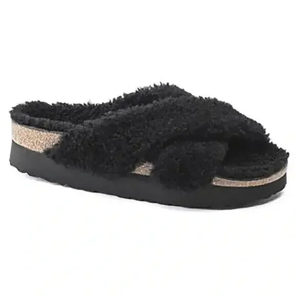 Papillio Birkenstock Daytona Shearling‎ Teddy Platform Sandals NEW $170 - Picture 3 of 5